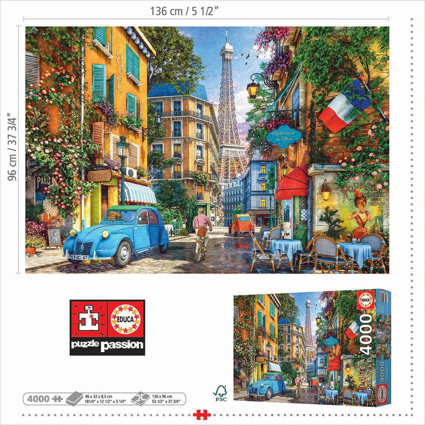 EDUCA BORRAS - 4000 PCS. The Old Streets Of Paris Puzzle - Image 3
