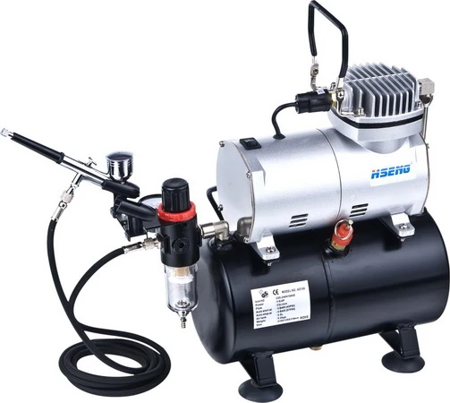 Ningbo Haosheng Air Compressor W/ 3 Litre Air Tank, Regulator, Air Hose & Gravity Fed Airbrush - 110 Volt - Image 2