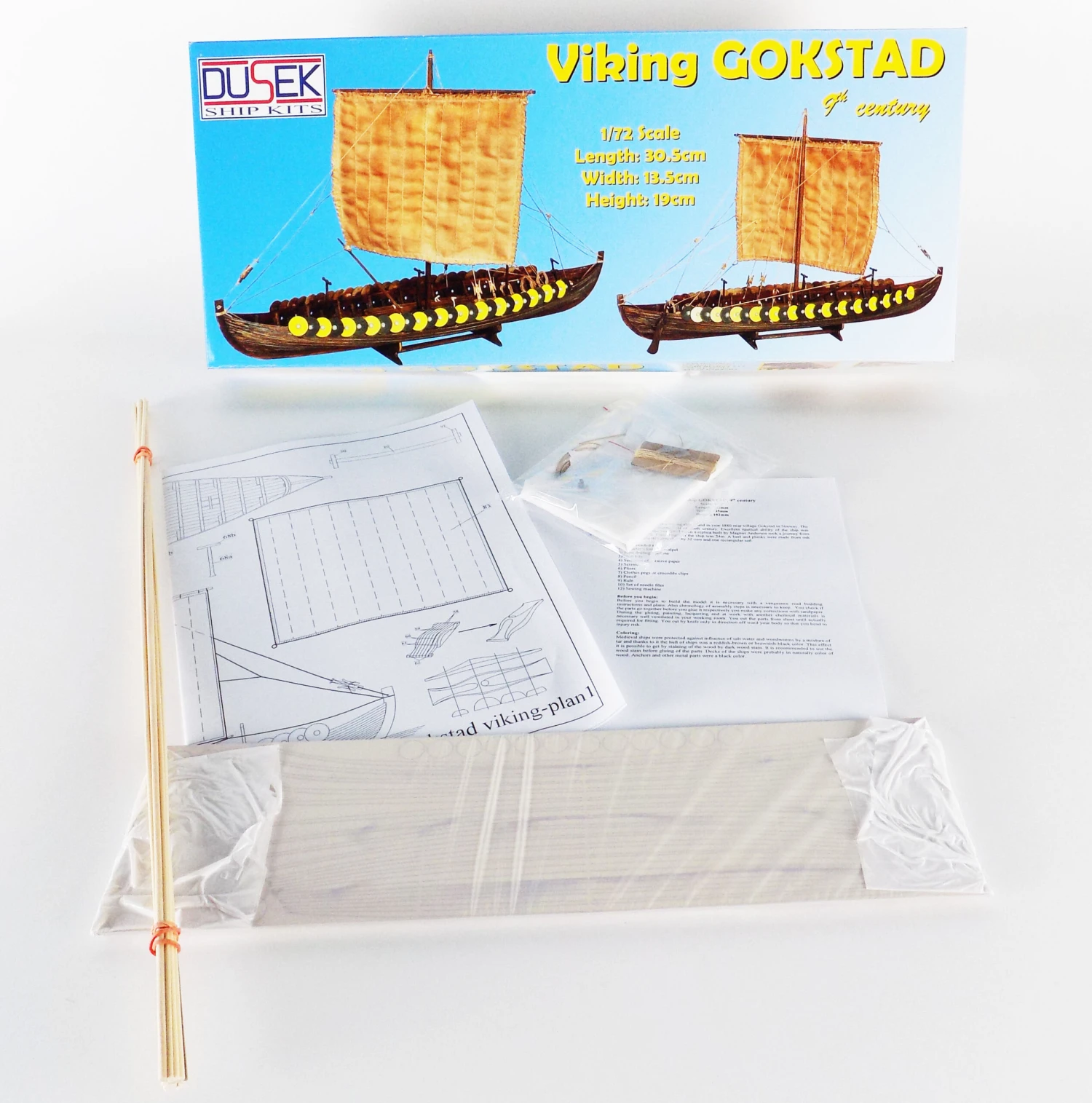 Dusek D002 Viking Gokstadt - Plank-On-Frame Wood Ship Model Kit - 1:72 Scale - 305mm (12-1/4") Long - Image 7