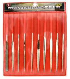 10Pc Professional Quality Diamond File Set, Insulated Handle 180 Grit