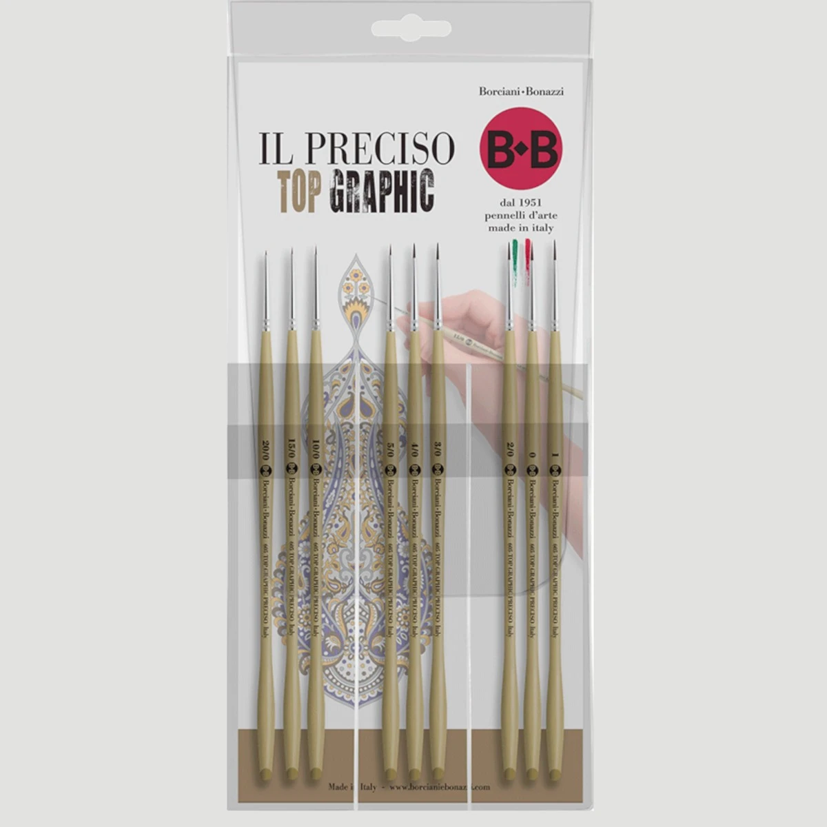 Borciani E Bonazzi 26742 "IL PRECISO" Top Graphic 9 Brush Kit