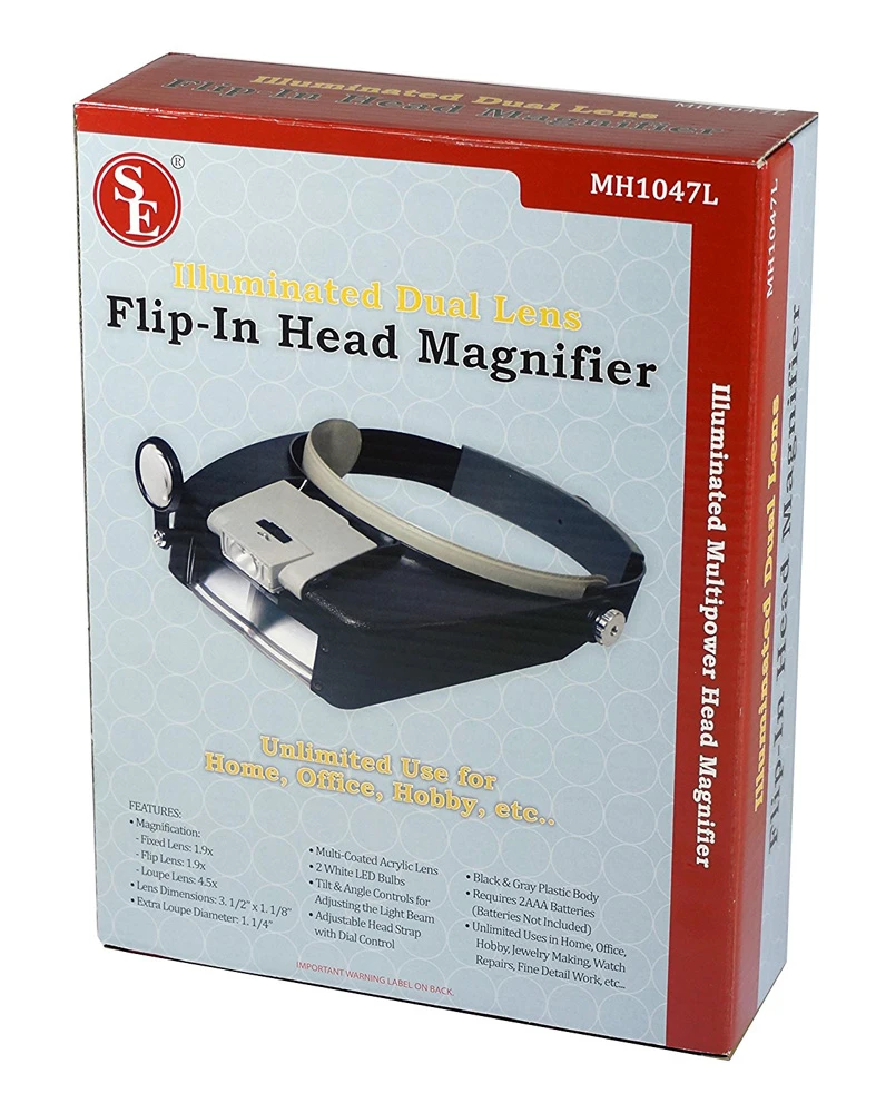 Illuminated Dual Lens Flip-In Head Magnifier, 2 Lenses & Loupe (1.9x , 1.9x , 4.5x) - Image 10