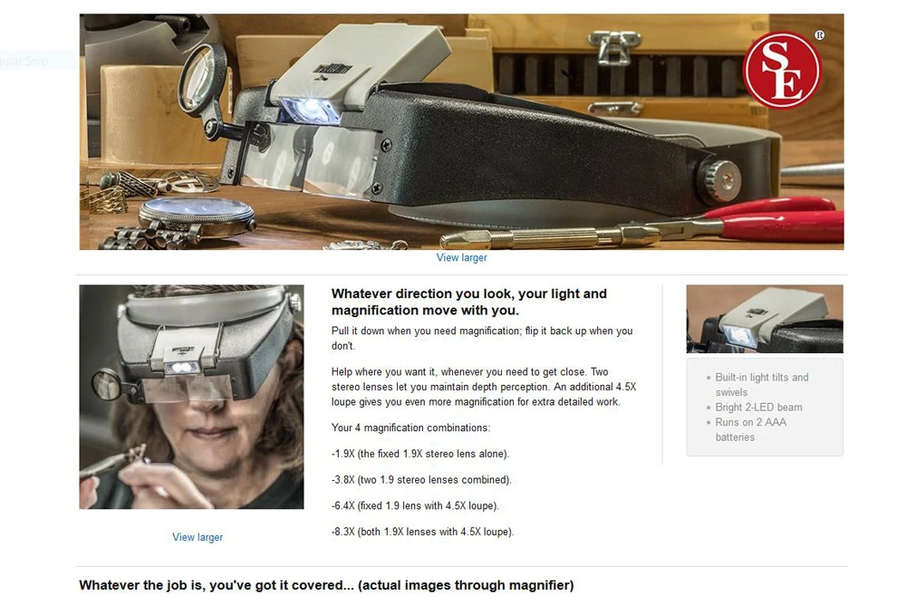 Illuminated Dual Lens Flip-In Head Magnifier, 2 Lenses & Loupe (1.9x , 1.9x , 4.5x) - Image 8