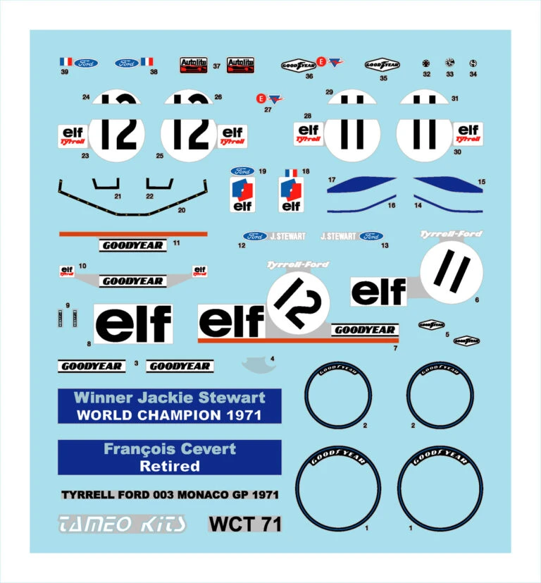 Tameo WCT071 Tyrrell 03 Ford GP Monaco 1971 1:43 Scale - Image 2