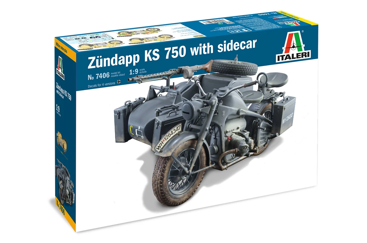 Italeri Zundapp KS750 With Side Car 1:9 Scale
