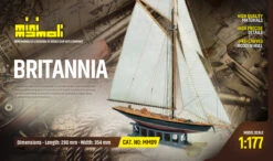 Mamoli MM09 Britannia - Wooden Model Kit With Pre-carved Hull, Scale 1/177 - Length 11, Height 13.5 Inches